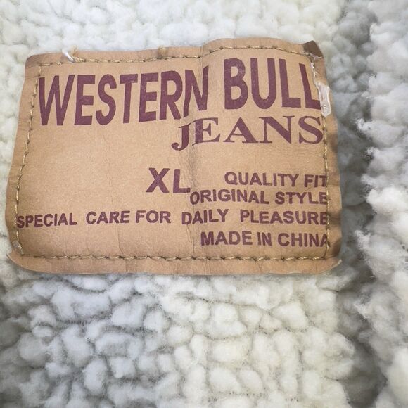 Western Bull Jeans Jacket Sz XL Sherpa Lined Denim Trucker - Picture 3 of 10